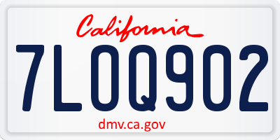 CA license plate 7LOQ902