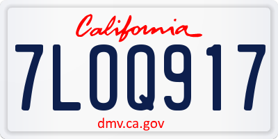 CA license plate 7LOQ917