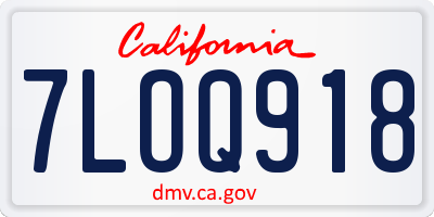 CA license plate 7LOQ918