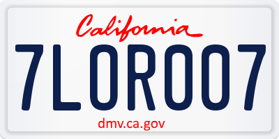 CA license plate 7LOR007