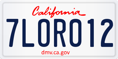 CA license plate 7LOR012