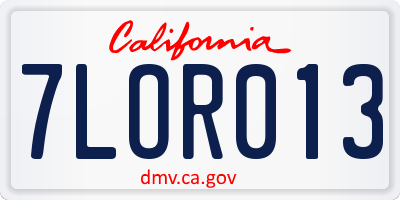 CA license plate 7LOR013