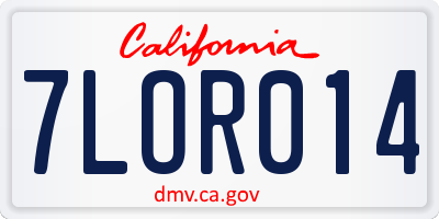 CA license plate 7LOR014