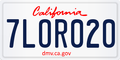 CA license plate 7LOR020