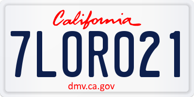 CA license plate 7LOR021