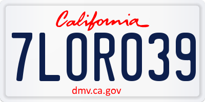 CA license plate 7LOR039