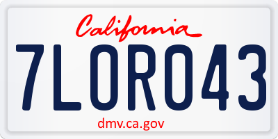 CA license plate 7LOR043