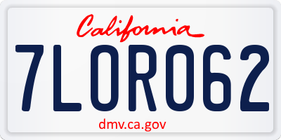 CA license plate 7LOR062