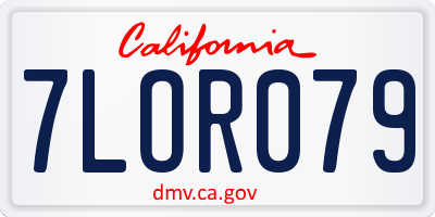 CA license plate 7LOR079