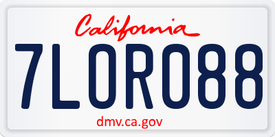 CA license plate 7LOR088