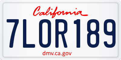 CA license plate 7LOR189
