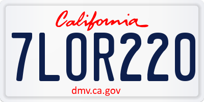 CA license plate 7LOR220
