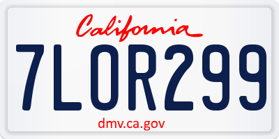 CA license plate 7LOR299