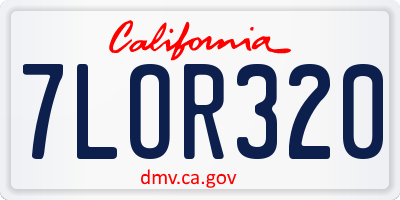 CA license plate 7LOR320