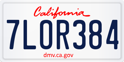 CA license plate 7LOR384