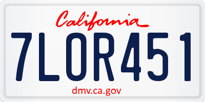 CA license plate 7LOR451