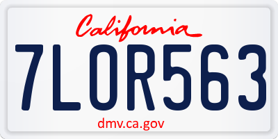 CA license plate 7LOR563