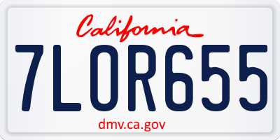 CA license plate 7LOR655