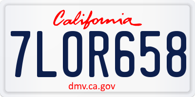 CA license plate 7LOR658