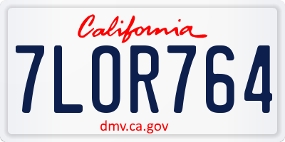 CA license plate 7LOR764