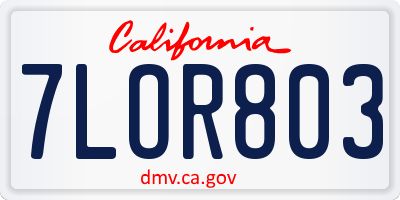 CA license plate 7LOR803