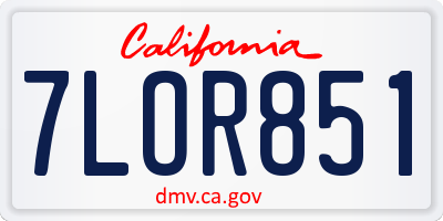 CA license plate 7LOR851