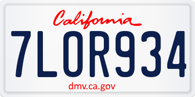 CA license plate 7LOR934