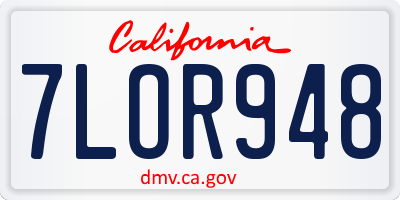 CA license plate 7LOR948