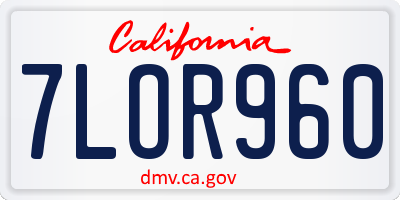 CA license plate 7LOR960