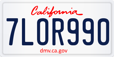 CA license plate 7LOR990