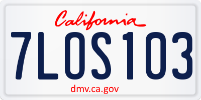 CA license plate 7LOS103