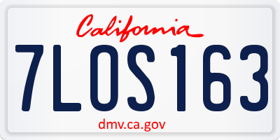 CA license plate 7LOS163