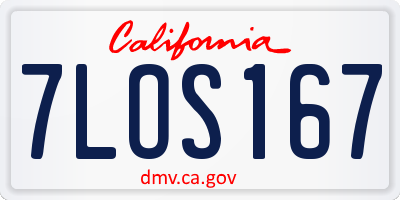 CA license plate 7LOS167