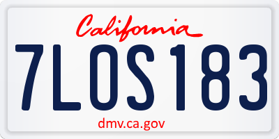 CA license plate 7LOS183