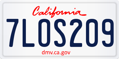 CA license plate 7LOS209