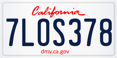 CA license plate 7LOS378