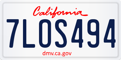 CA license plate 7LOS494