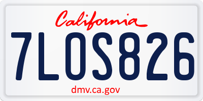 CA license plate 7LOS826