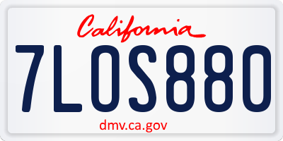 CA license plate 7LOS880