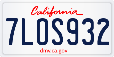 CA license plate 7LOS932