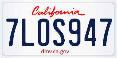 CA license plate 7LOS947
