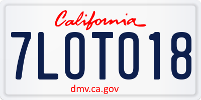 CA license plate 7LOT018