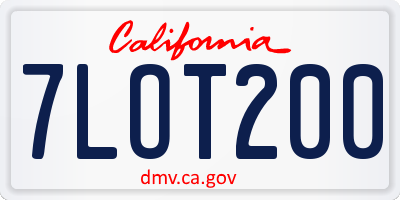 CA license plate 7LOT200