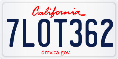 CA license plate 7LOT362