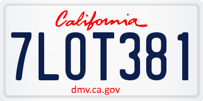 CA license plate 7LOT381