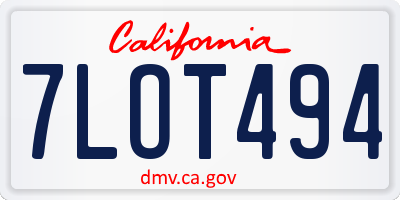 CA license plate 7LOT494