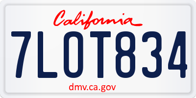 CA license plate 7LOT834