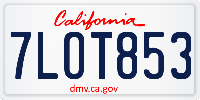 CA license plate 7LOT853