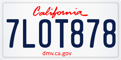CA license plate 7LOT878