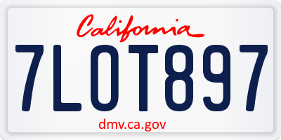 CA license plate 7LOT897